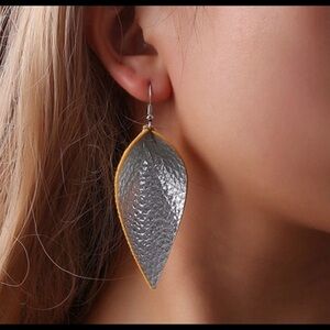 Boutique Leather Earrings Silver Shimmer